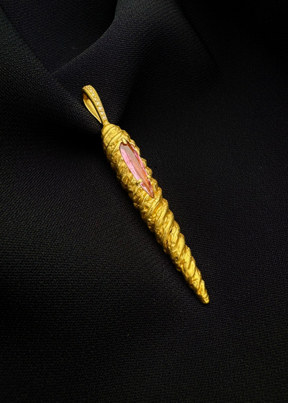 cathy waterman 22k yellow gold Magic Wand Charm with Pink Tourmaline