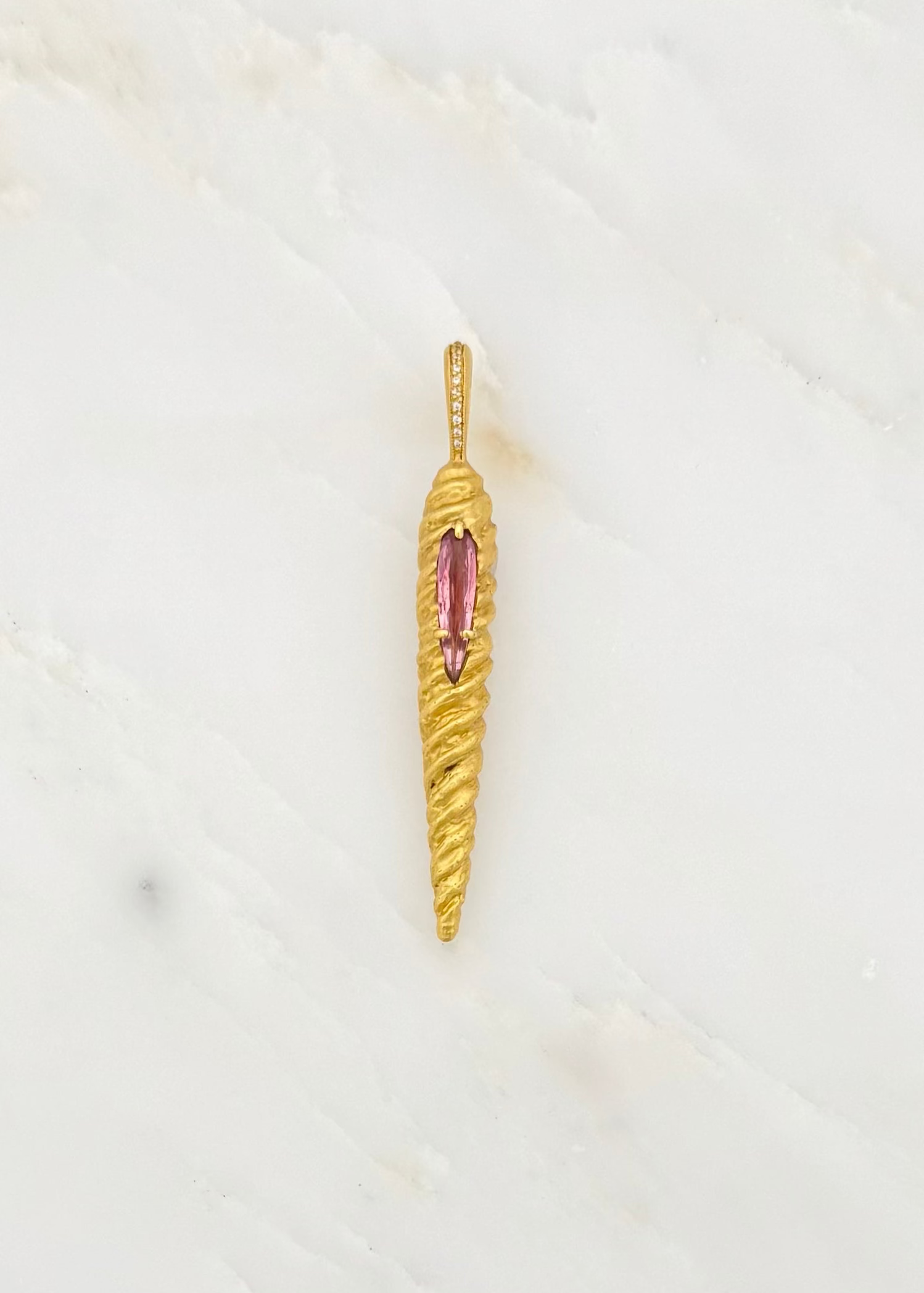cathy waterman 22k yellow gold Magic Wand Charm with Pink Tourmaline