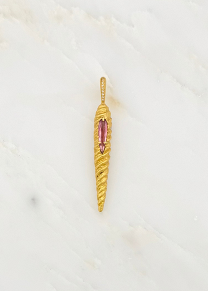 cathy waterman 22k yellow gold Magic Wand Charm with Pink Tourmaline