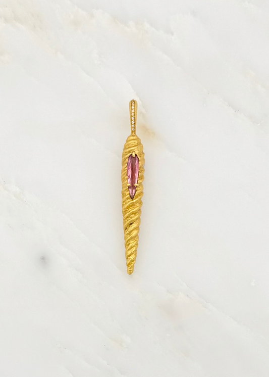 cathy waterman 22k yellow gold Magic Wand Charm with Pink Tourmaline