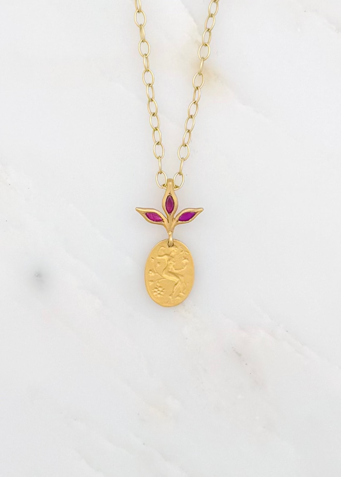 cathy waterman fine jewelry 22k yellow gold Ruby Goddess Charm