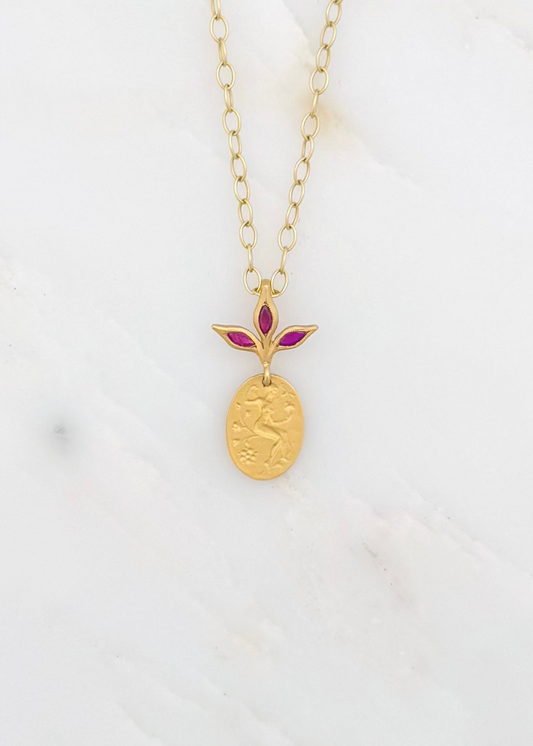 cathy waterman fine jewelry 22k yellow gold Ruby Goddess Charm