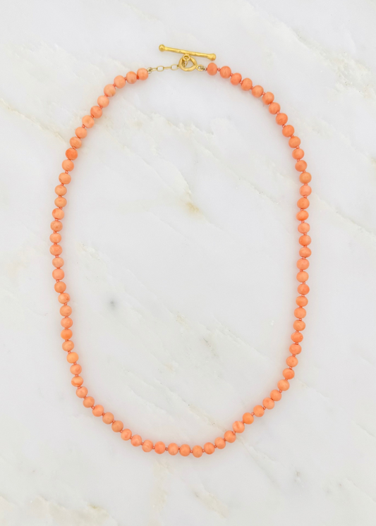 cathy waterman fine jewelry 22k yellow gold Vintage Hand-Cut Coral Beaded Necklace