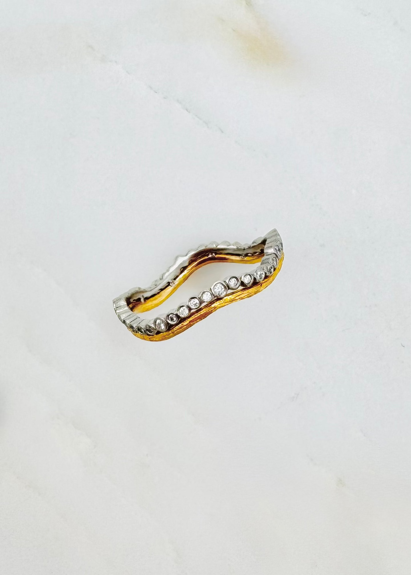 cathy waterman fine jewelry 22k yellow gold platinum diamond Branch & Scallop Band