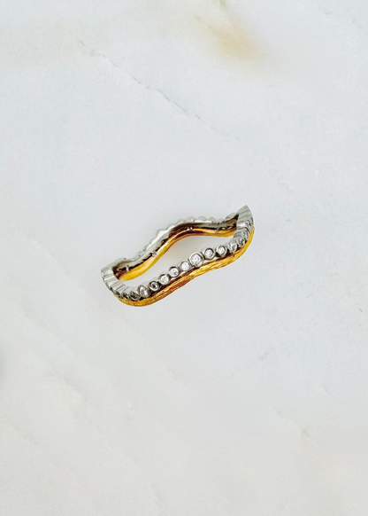 cathy waterman fine jewelry 22k yellow gold platinum diamond Branch & Scallop Band