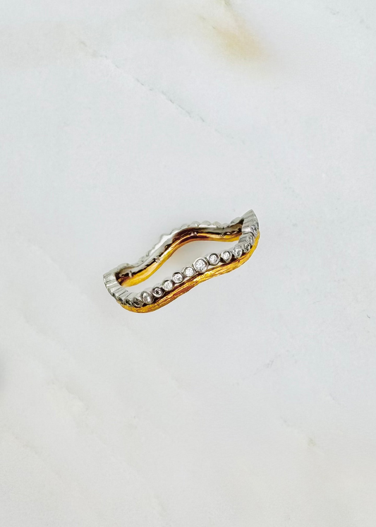 cathy waterman fine jewelry 22k yellow gold platinum diamond Branch & Scallop Band