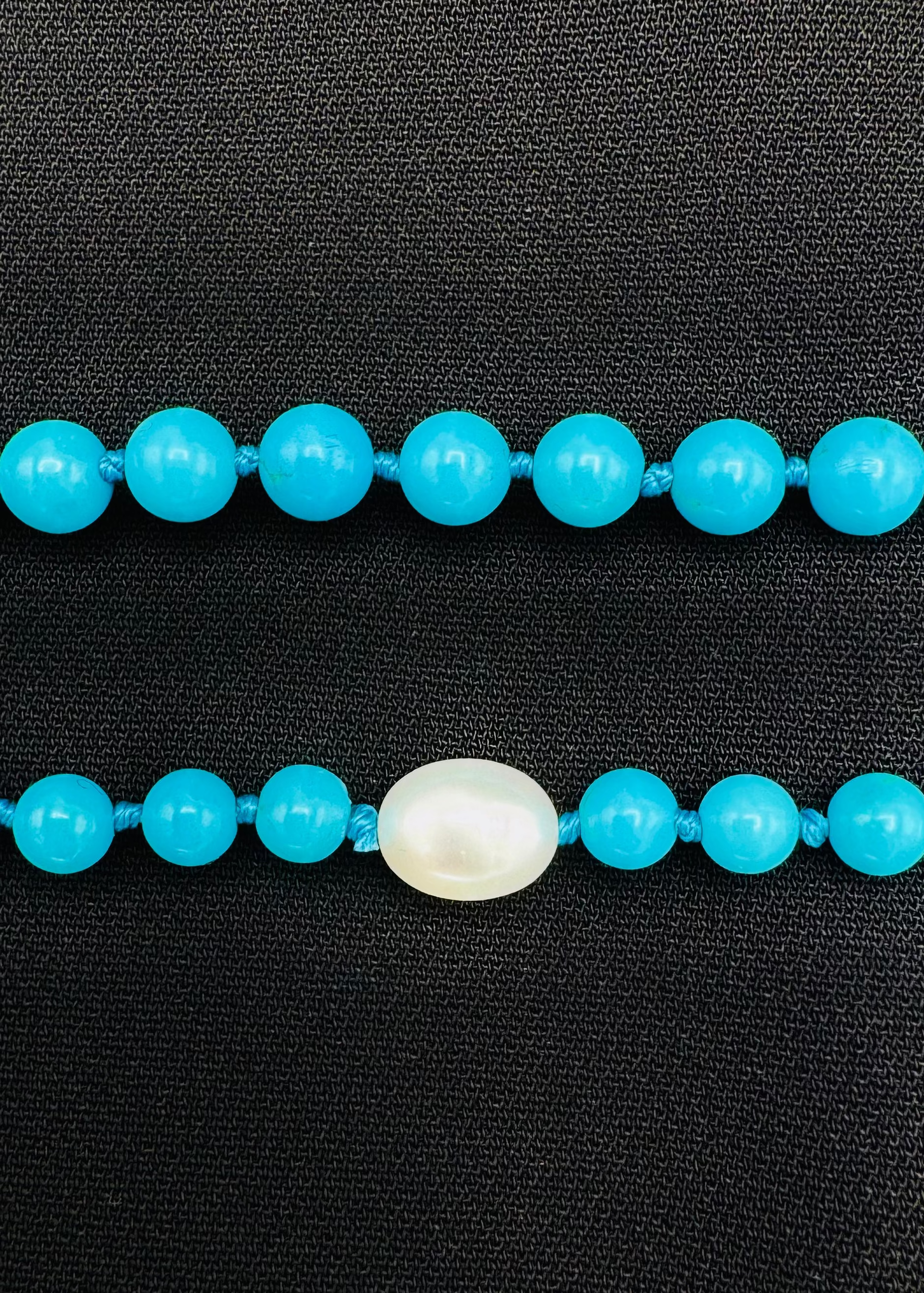 cathy waterman fine jewelry 22k yellow gold sleeping beauty Turquoise and Pearl Beaded Necklace