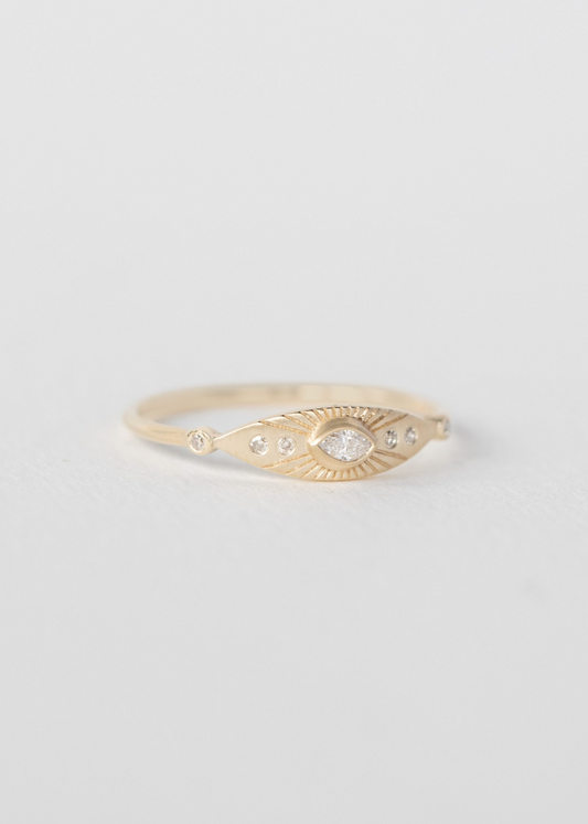 celine daoust fin jewelry 14k yellow gold Small Sun Eye Diamond Ring