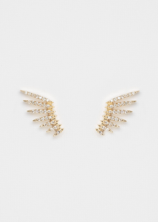 celine daoust fine jewelry 14k yellow gold Flying Wings & Diamonds Earrings