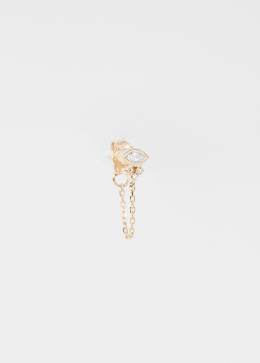 celine daoust fine jewelry 14k yellow gold Marquise Diamond & Diamonds Single Chain Earring