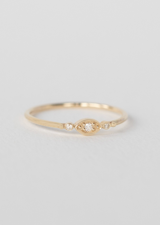 celine daoust fine jewelry 14k yellow gold Small Diamond Eye Ring