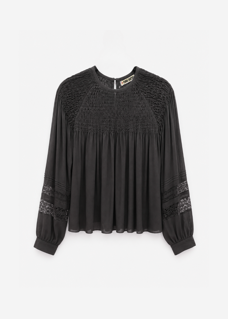 ciao lucia womens Alda Georgette Silk Top in Black
