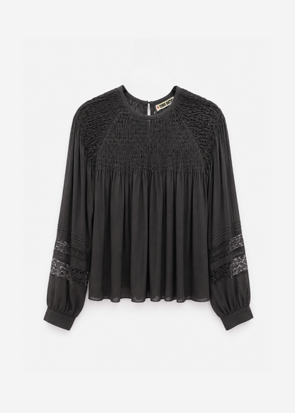 ciao lucia womens Alda Georgette Silk Top in Black