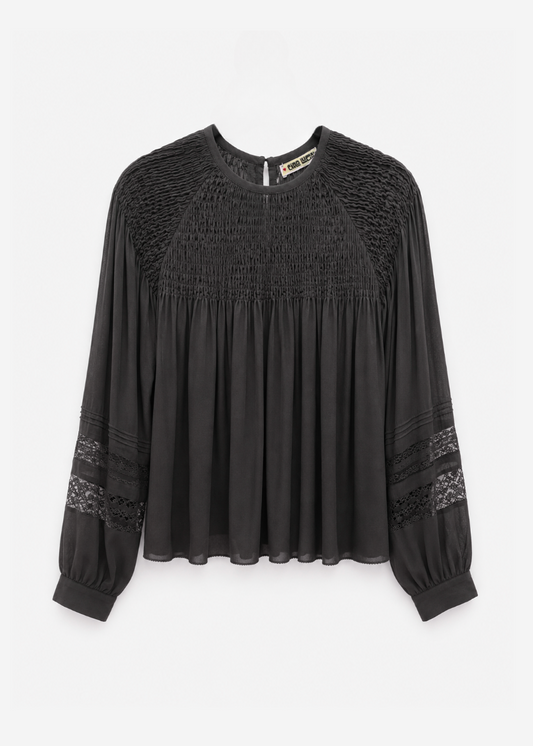 ciao lucia womens Alda Georgette Silk Top in Black