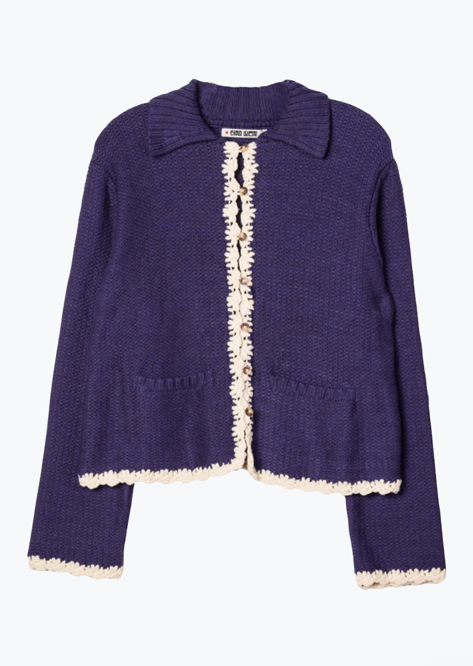 ciao lucia womens Reyla Midnight blue Knit cotton cardigan jacket