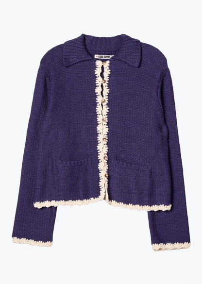 ciao lucia womens Reyla Midnight blue Knit cotton cardigan jacket