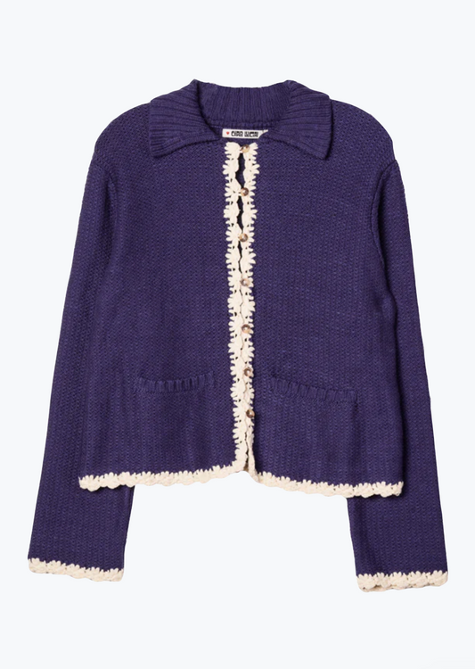 ciao lucia womens Reyla Midnight blue Knit cotton cardigan jacket