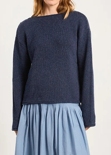 person wearing ciao lucia womens Sadie Denim Wool Blend Pullover
