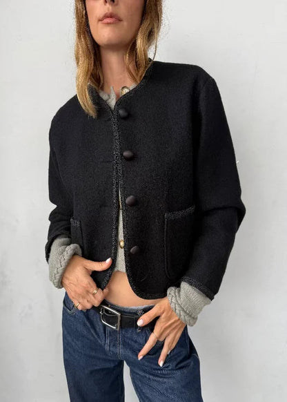 person wearing ciao lucia womens Simona Wool Coat black