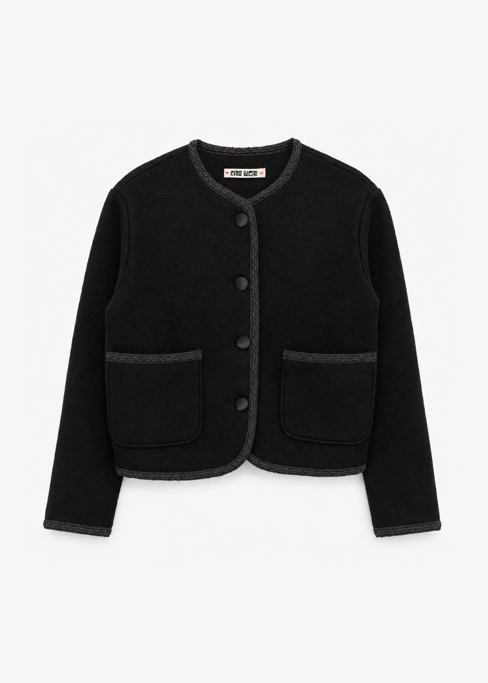 ciao lucia womens Simona Wool Coat cropped jacket black