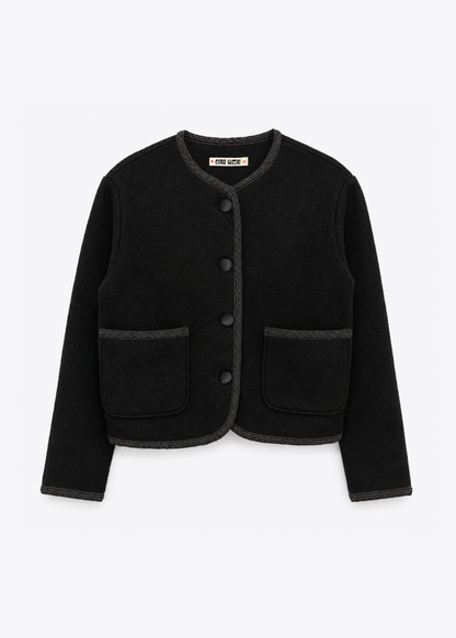 ciao lucia womens Simona Wool Coat cropped jacket black