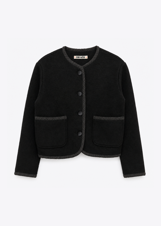 ciao lucia womens Simona Wool Coat cropped jacket black