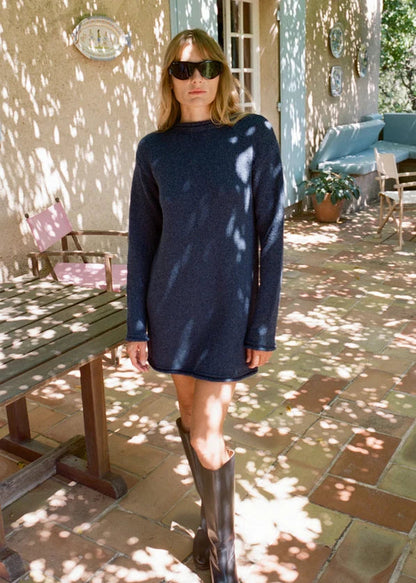 person wearing ciao lucia womens Tilda Denim Wool Blend Dress