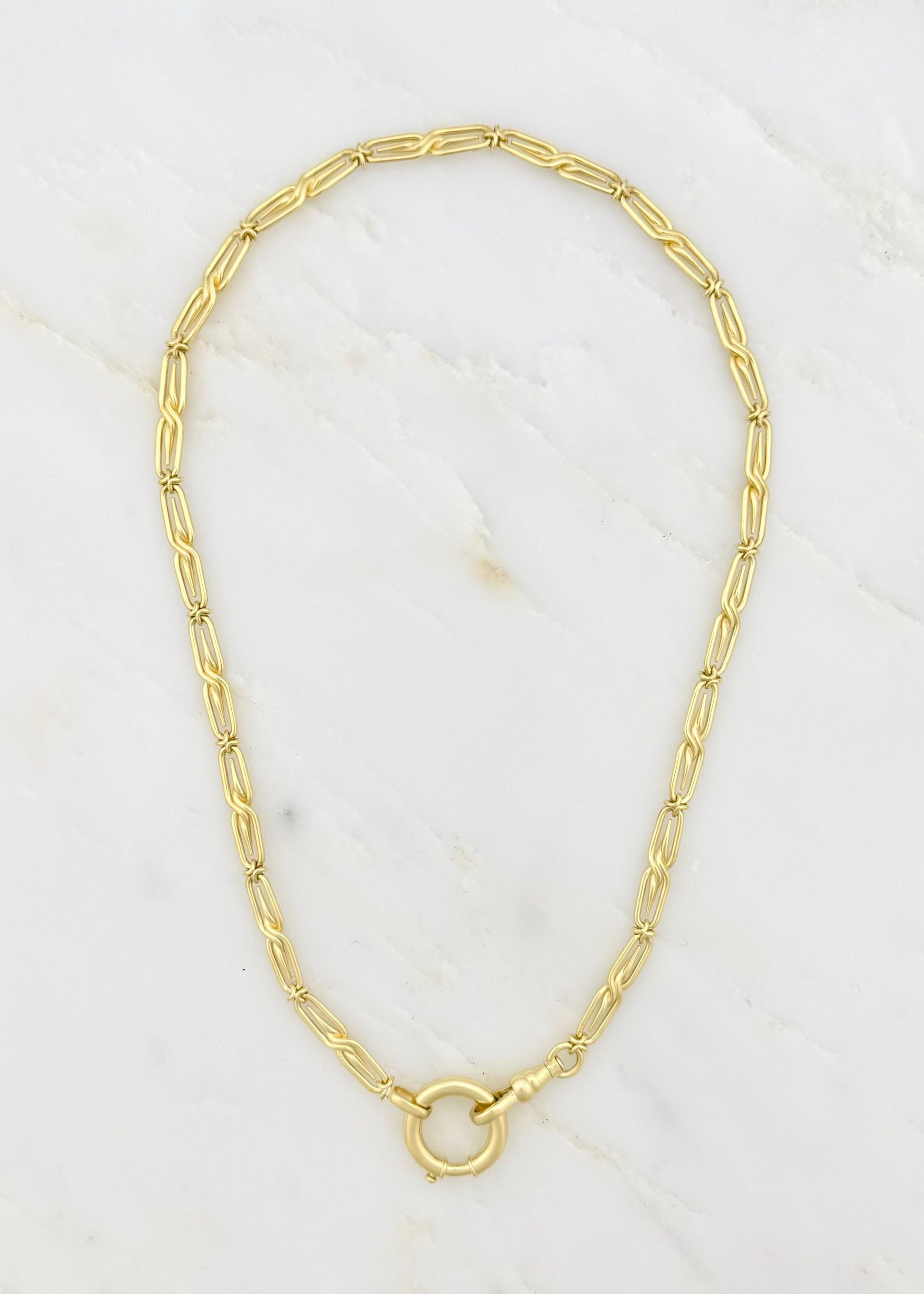 circa1700 fine jewelry 18k yellow gold Love Spiked Knitted Chain necklace