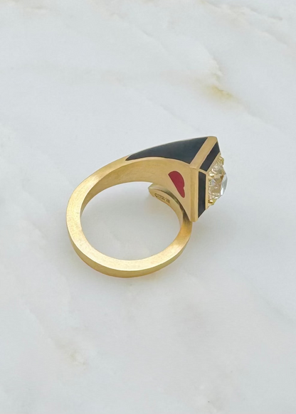 circa1700 fine jewelry 18k yellow gold antique diamond Luck & Strength Horseshoe Nail Ring