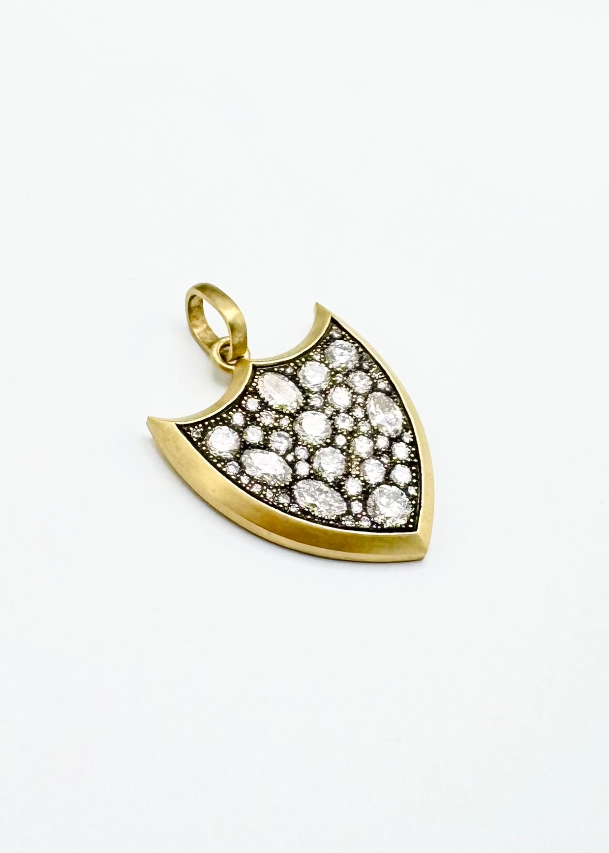 circa1700 fine jewelry 18k yellow gold diamond Love & Valor Diamond Shield Talisman