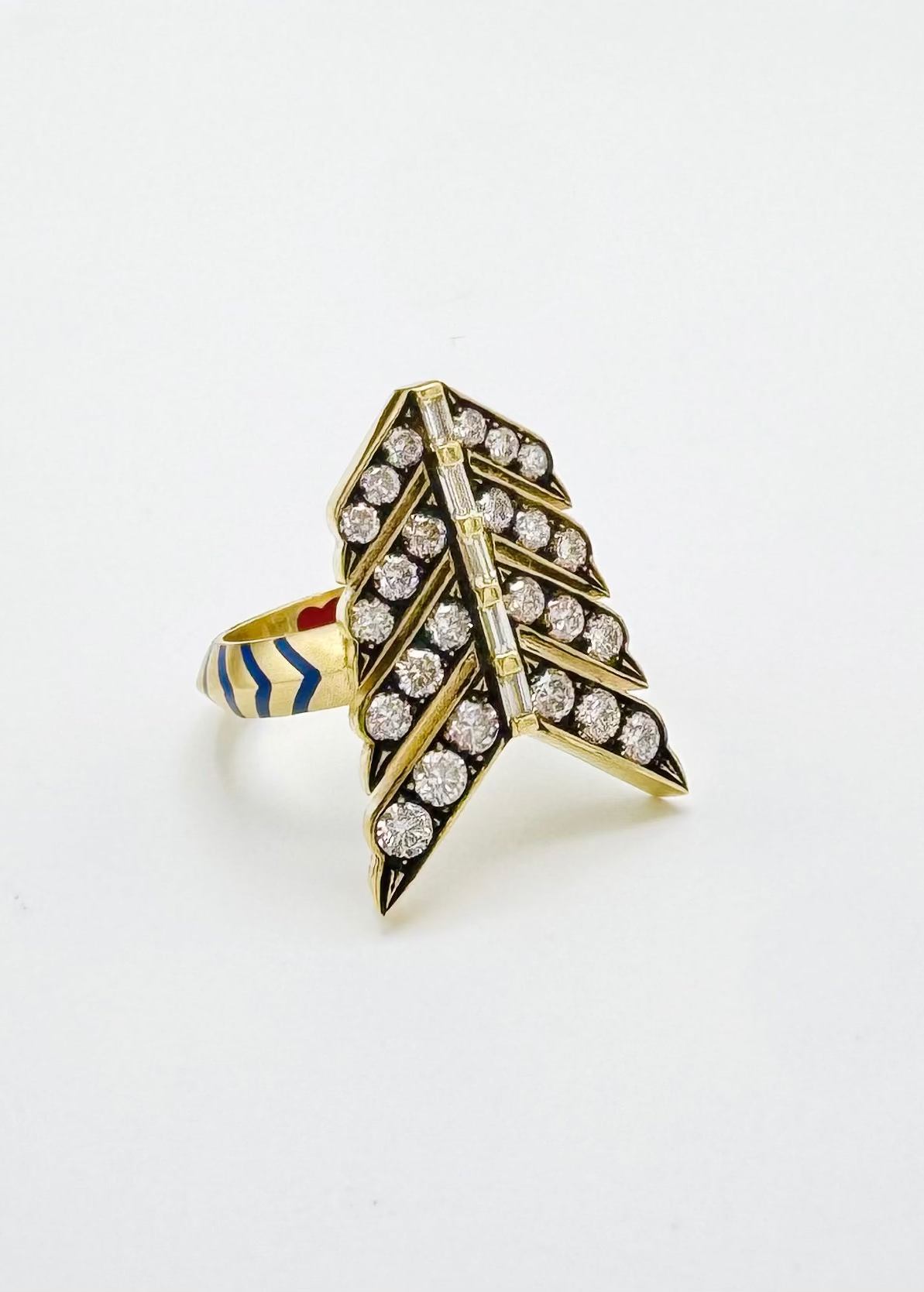 circa 1700 fine jewelry 18k yellow gold diamonds Love + Strength = Victory Ring