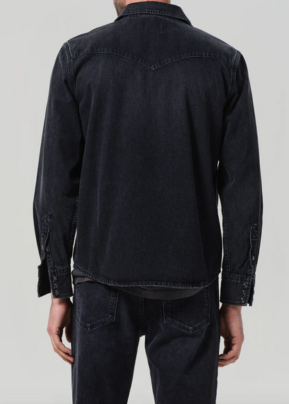 person wearing citizens of humanity mens Western Shirt In Vintage Black