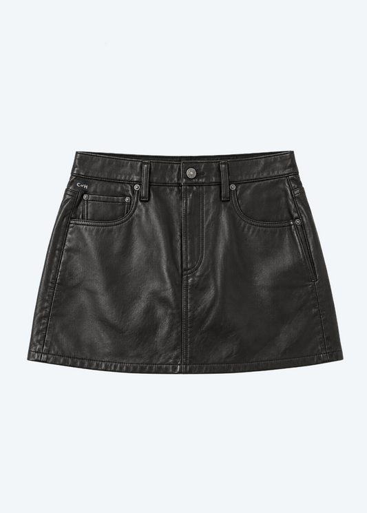 citizens of humanity womens Beatnik Leather Mini Skirt in Black
