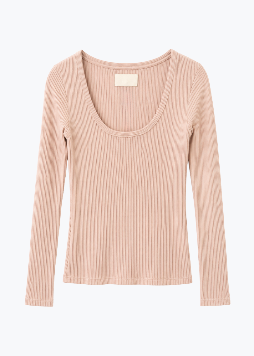 citizens of humanity womens Juni Long Sleeve Scoop Neck in Rosewater pink
