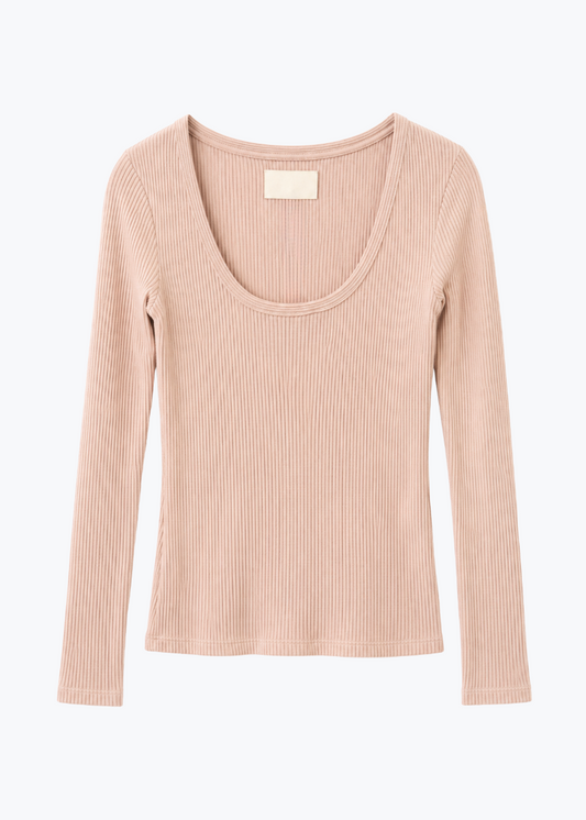 citizens of humanity womens Juni Long Sleeve Scoop Neck in Rosewater pink