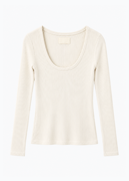 citizens of humanity womens Juni Long Sleeve Scoop Neck in pashmina white