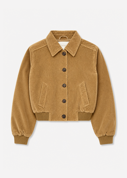 citizens of humanity womens Lola Eve Bomber Jacket amber tan corduroy