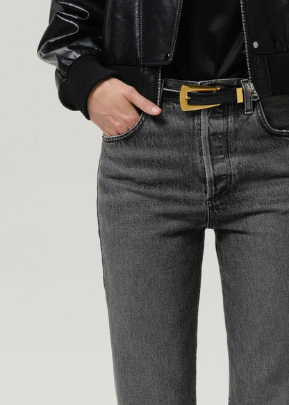 person wearing citizens of humanity womens denim 90's French High Rise Straight Jeans In Lumiere