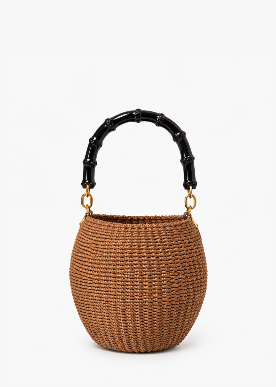 clare v womens Pot de Miel with Bamboo Handle in Dulce de Leche