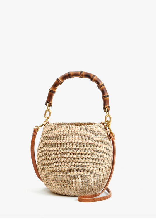 clare v womens petite Straw Pot De Miel Bag in Cream
