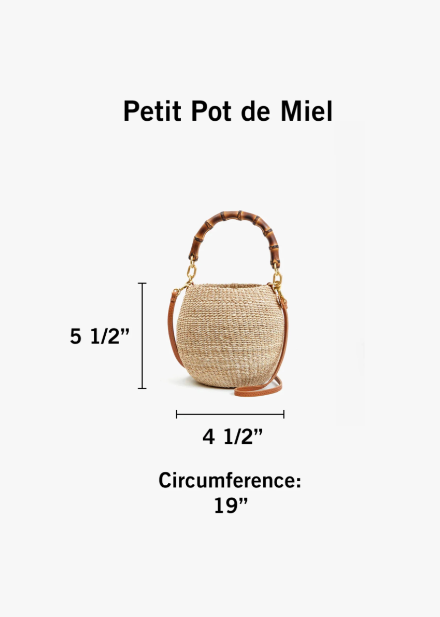 clare v womens petite Straw Pot De Miel Bag in Cream