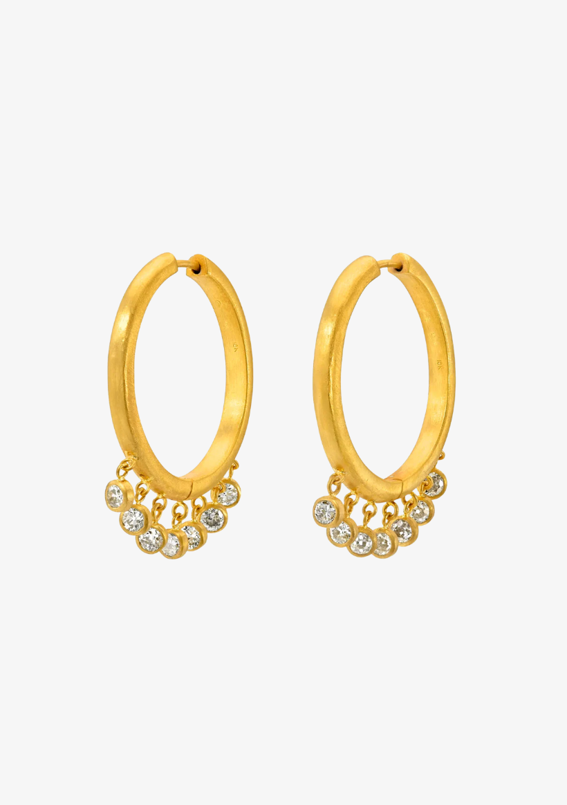 darius fine jewelry 18k yellow gold 24mm Diamond Veil Signature Hoops