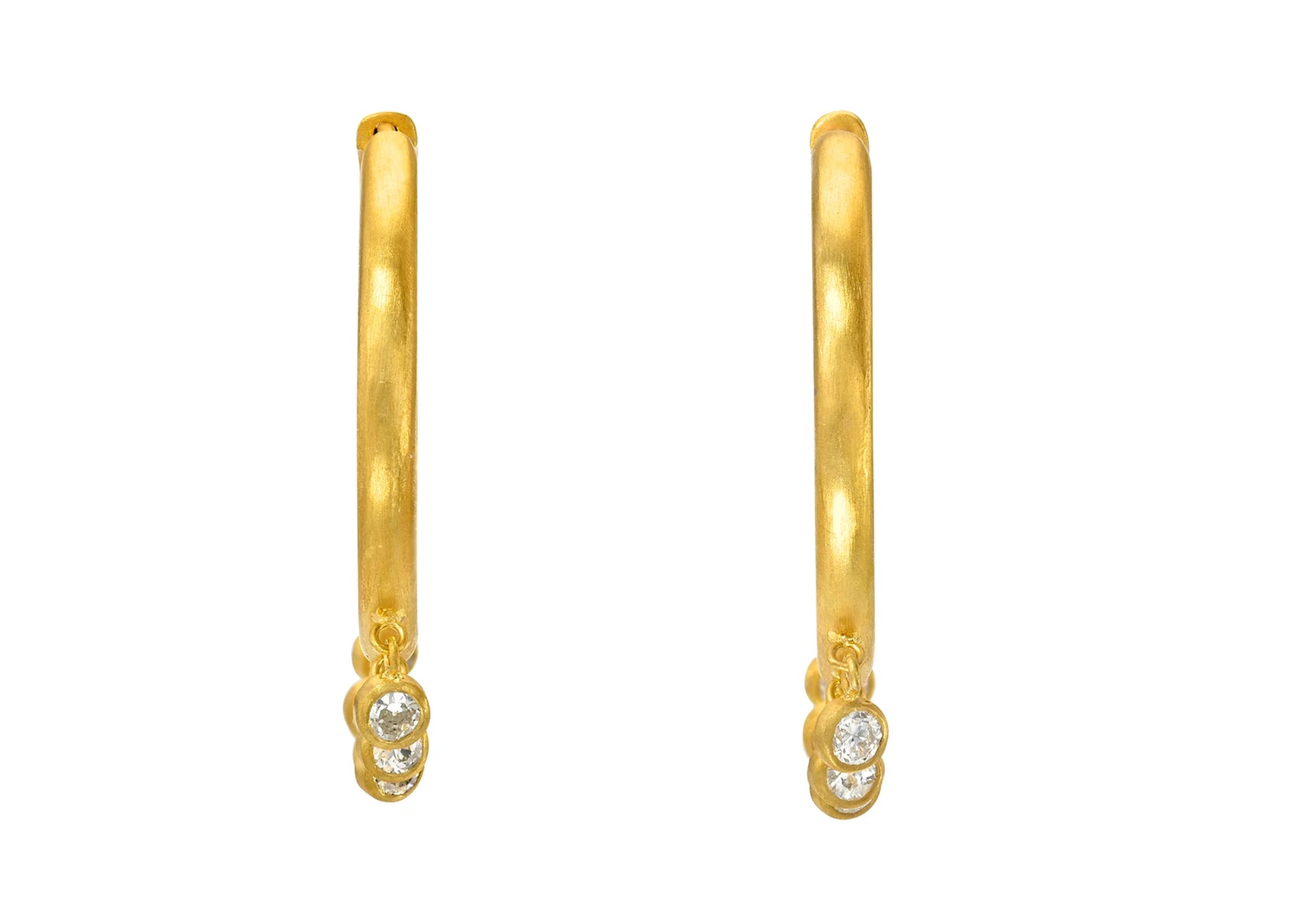darius fine jewelry 18k yellow gold 24mm Diamond Veil Signature Hoops