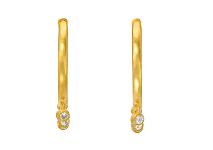 darius fine jewelry 18k yellow gold 24mm Diamond Veil Signature Hoops