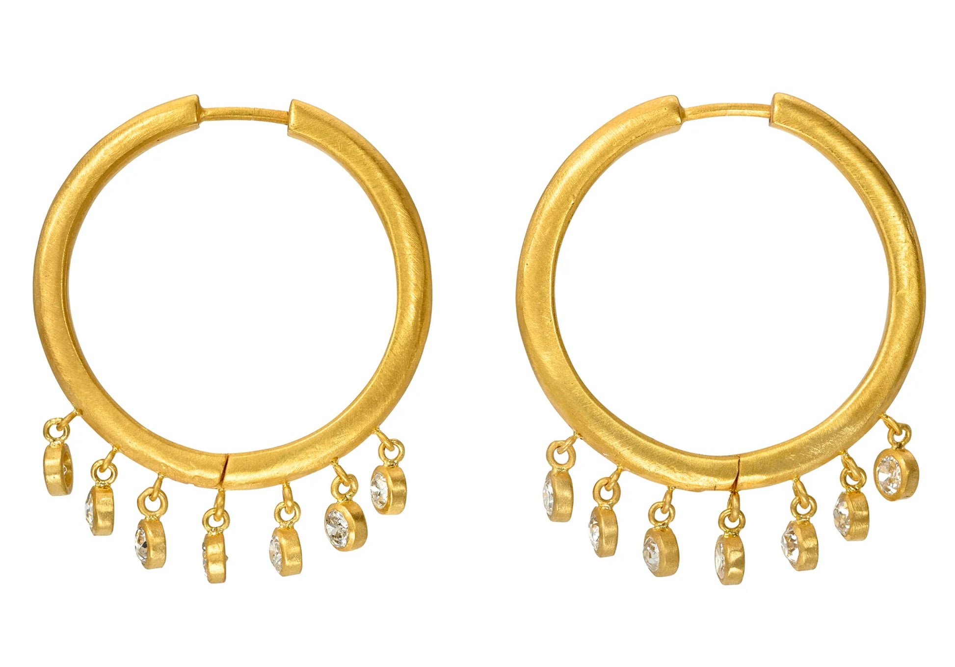 darius fine jewelry 18k yellow gold 24mm Diamond Veil Signature Hoops