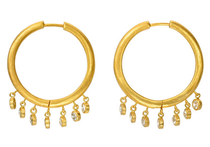 darius fine jewelry 18k yellow gold 24mm Diamond Veil Signature Hoops