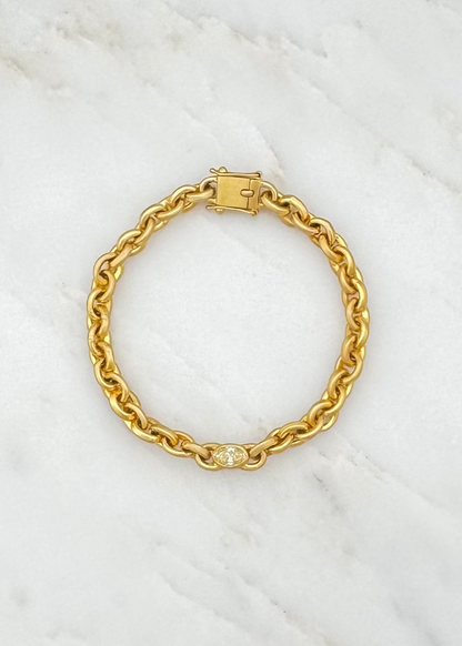 darius fine jewelry 18k yellow gold Marquise Fancy Yellow Diamond Oversized Signature Chain Bracelet