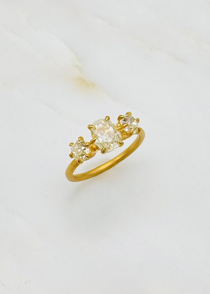darius fine jewelry 18k yellow gold One-of-a-Kind Old Mine Cut Diamond Triple Claw Gem Fairy Band