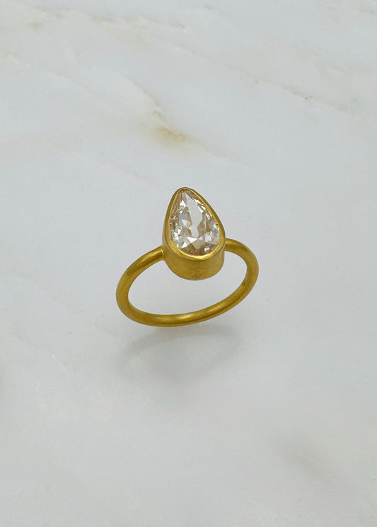 darius fine jewelry 18k yellow gold One-of-a-Kind Pear Light Brown Diamond Gem Fairy Band