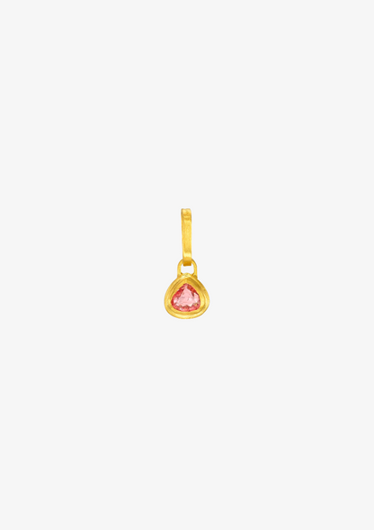 darius fine jewelry 18k yellow gold One-of-a-Kind Pear Padparadscha Sapphire Ziggurat Pendant